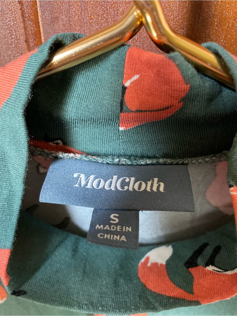 ModCloth women’s small long sleeve green dress with fox - Picture 4 of 6
